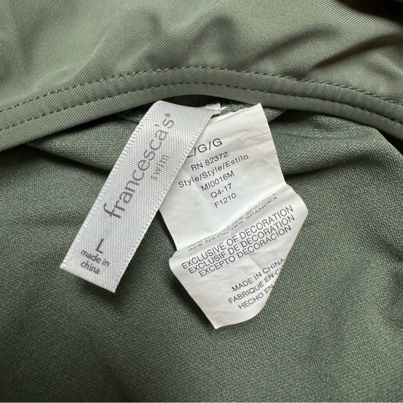 Francesca’s Swim Olive Green Lace Up Floral Embroidered One Piece Swim Suit - Picture 6 of 8